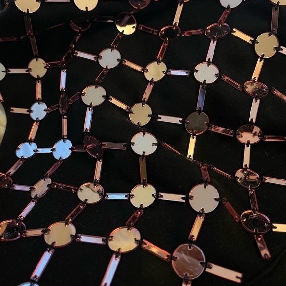 NWT H:OURS x REVOLVE Black & Rose Gold Embellished Bodycon Cocktail Mini Dress - Picture 5 of 6